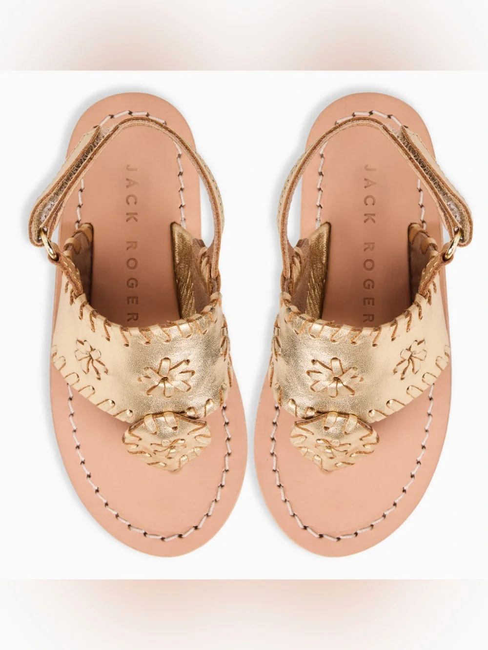 Jack Rogers Toddler Jacks Flat Sandals in a metallic gold size10